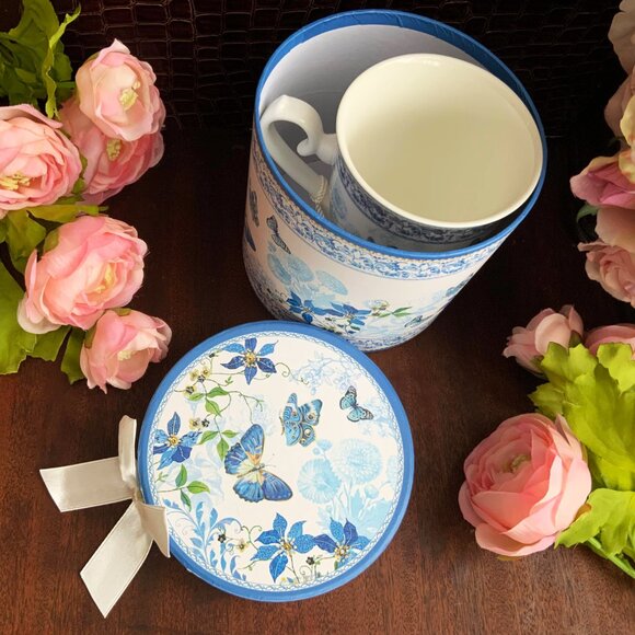 SUMMER RIVER Blue and White Butterfly Mug with Matching Gift Box - Picture 5 of 8